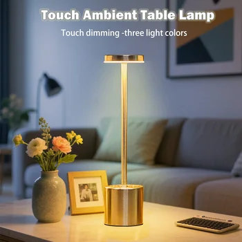 USB Rechargeable Led veilleuse lampes de bureau 3 couleurs tactile lampe de Table à intensité variable infinie salle à manger lampes de chevet décor de chambre cadeau 1