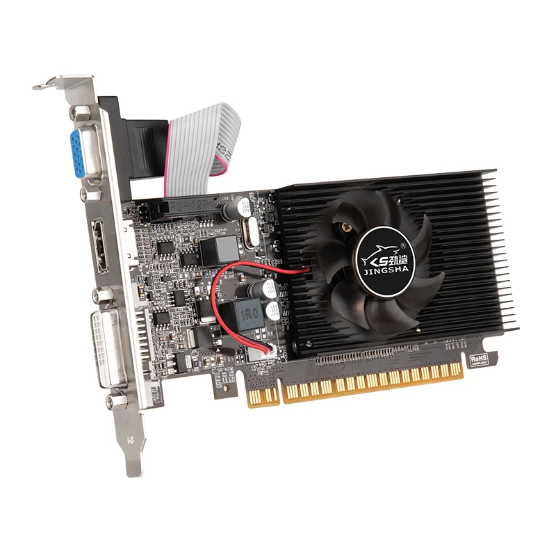 Pyhodi Scheda Grafica, GT610 2GB 64bit GDRR3 Scheda Grafica Video da Gioco a Basso Profilo con Ventola di Raffreddamento a Silenziamento Singolo per PC Desktop, Supporto DVI, HDMI, VGA