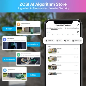 ZOSI C296 5MP/8MP PTZ WiFi Camera Person Vehicle Package Detect Wireless CCTV Video Surveillance Camera Home Security Protection 4
