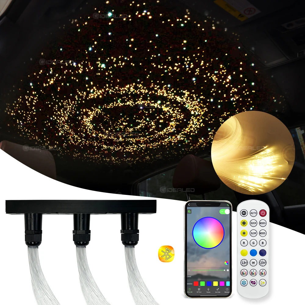 Car LED Fiber Small Style Light Machine Twinkle Starry Sky Effect Ceiling RGBW Lighting Bluetooth APP with Musice and RF Control