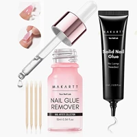 Makartt Solid Nail Glue for Press on Nails, Nail Glue Remover for UV Nail Glue, Non acetone Gentle Glue Off for False Nails Glue 1