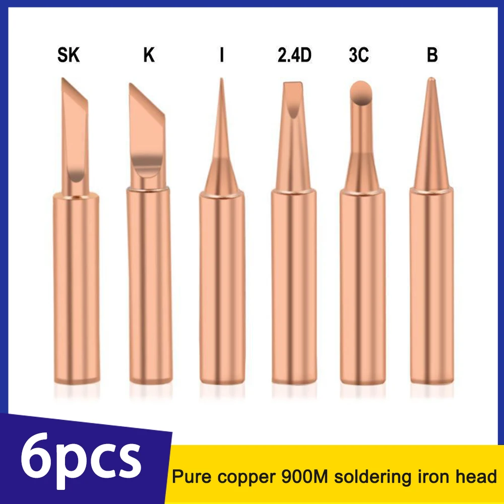 6-piece Suit Internal Heating Copper Welding Nozzle Soldering Iron Nozzle 936 Welding Head Pure Copper 900M Welding Head Variety