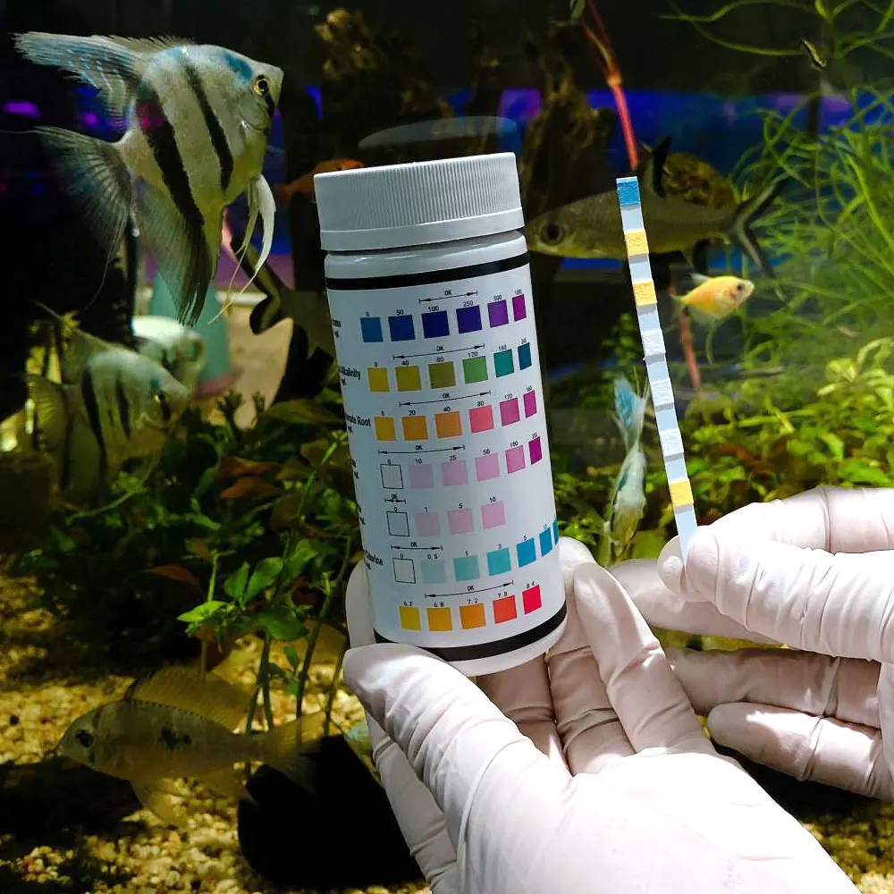 50/100PCS 7 in 1 Aquarium Test Strips Fish Tank Test Set Freshwater Saltwater Aquarium Water to Detect PH Quality