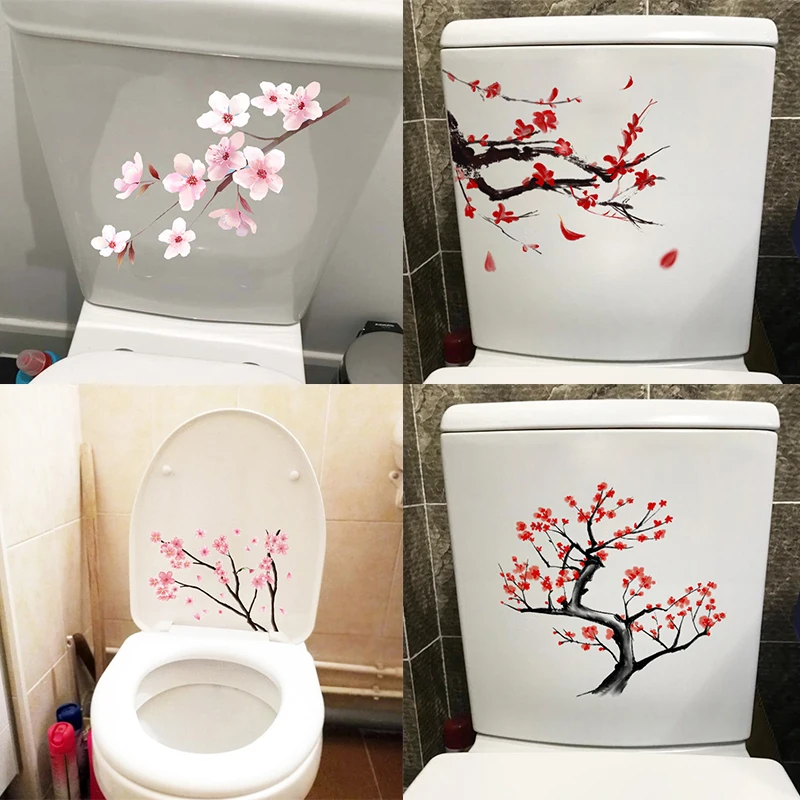 T206 # Red Phoenix Flower Cherry Blossom Branch Wall Sticker Bagno Toilet Decor Soggiorno Cabinet Decorazione Della Casa Decalcomanie