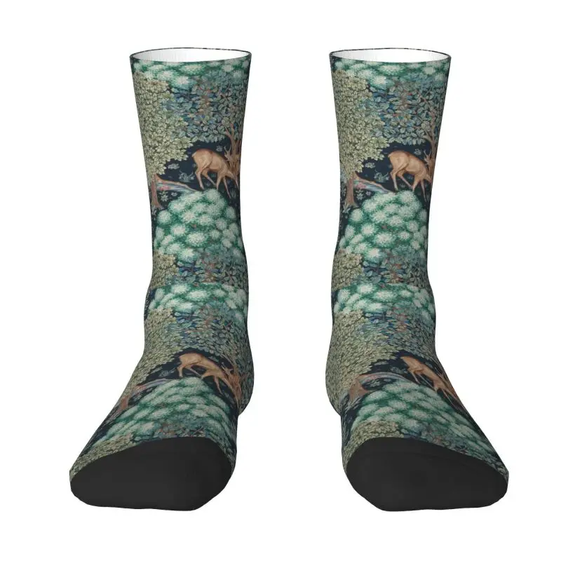 

William Morris Deer Men's Crew Socks Unisex Novelty 3D Print Textile Pattern Dress Socks