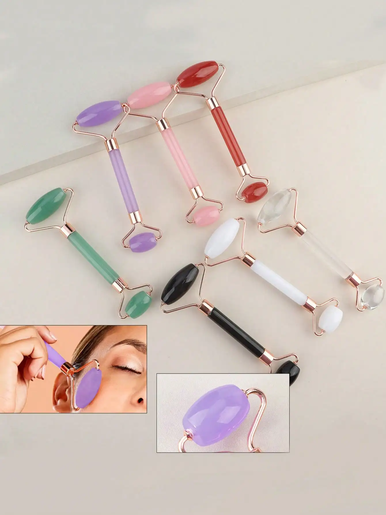 Natural Aventurine Jade Dual-End Facial Massage Roller for Anti-Aging and Skin Care
