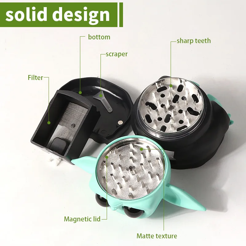 63mm Zinc Alloy Yoda baby Grinder with Drawer Tobacco Smoke Spice Crusher Mill Shredder 4 Part Rolling Accessories - Image 3