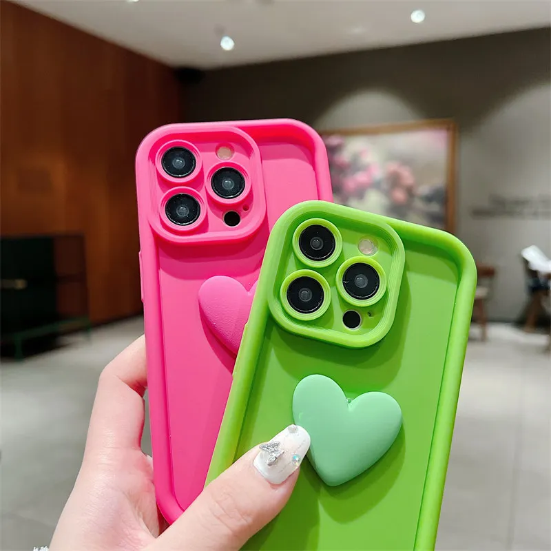 Cover telefono silicone cuore 3d simpatica per iphone pro max_voghion.com
