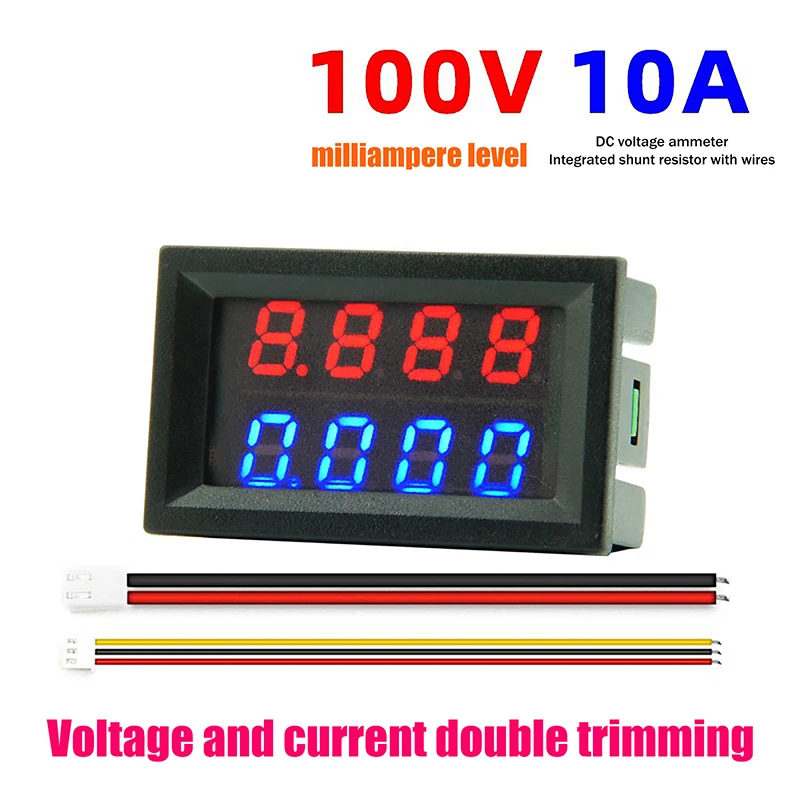 4자리 5선식 미니 디지털 전압계 전류계 DC 100V 10A 전압계 전류계 듀얼 LED 디스플레이