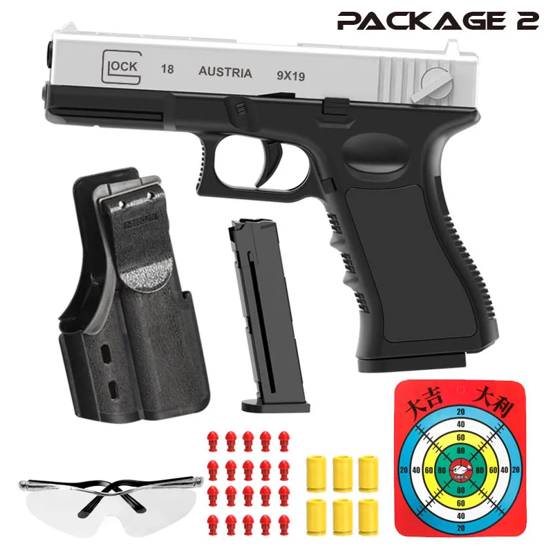 New Black Toy Gun. Automatic Shell Ejection Soft Bullet Air Gun, Empty Hold Hanging Machine, Automatic Loading 6