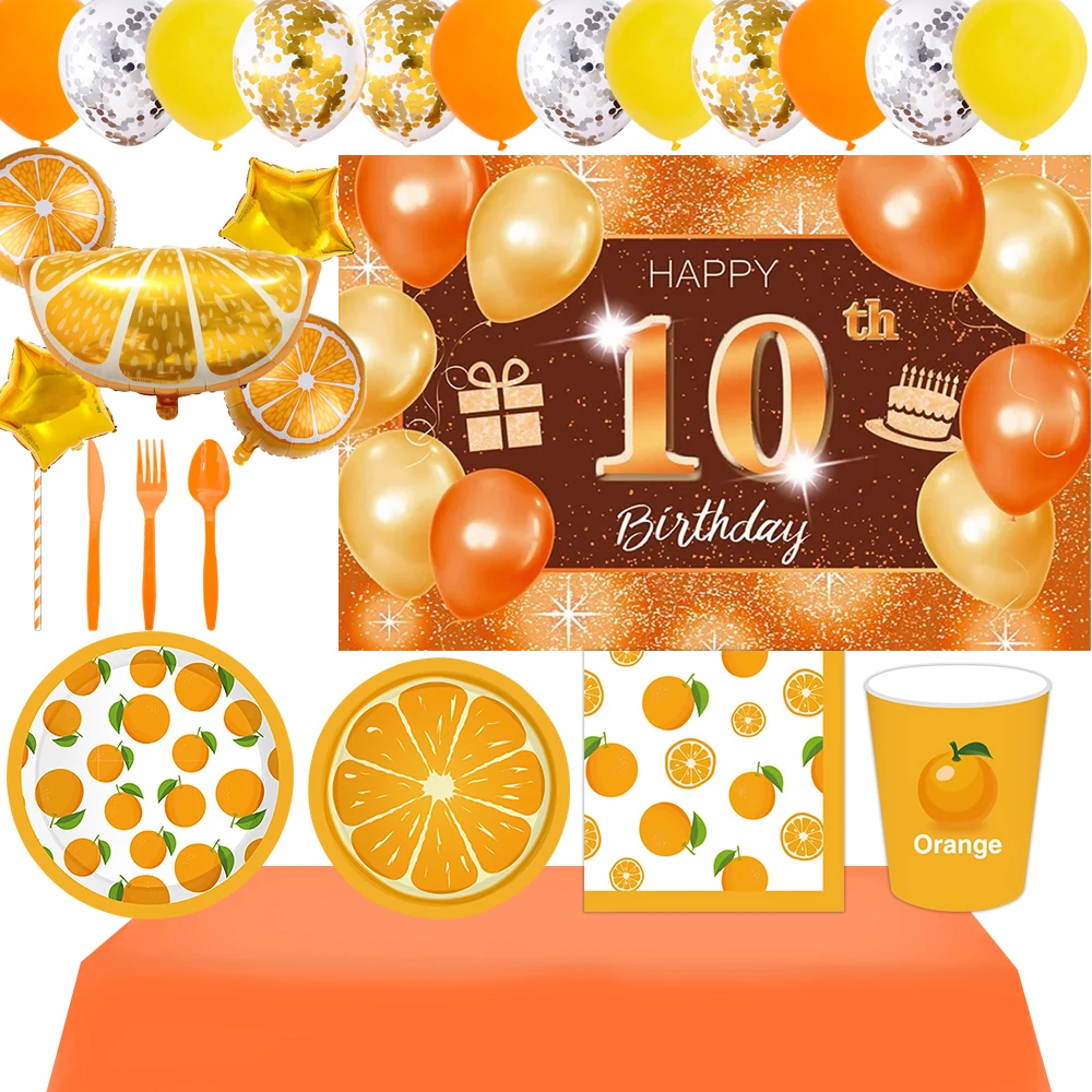 

Summer Orange Fruits Theme Kids Happy Summer Fruits Birthday Party Disposable Tableware Orange Plate Balloons Baby Shower Banner