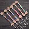Baby Silicone Teether Pacifier Chain Bracelets Set Round Wooden Dummy Holder Clip For Baby Teething Nipple Chain Nursing Toys 1