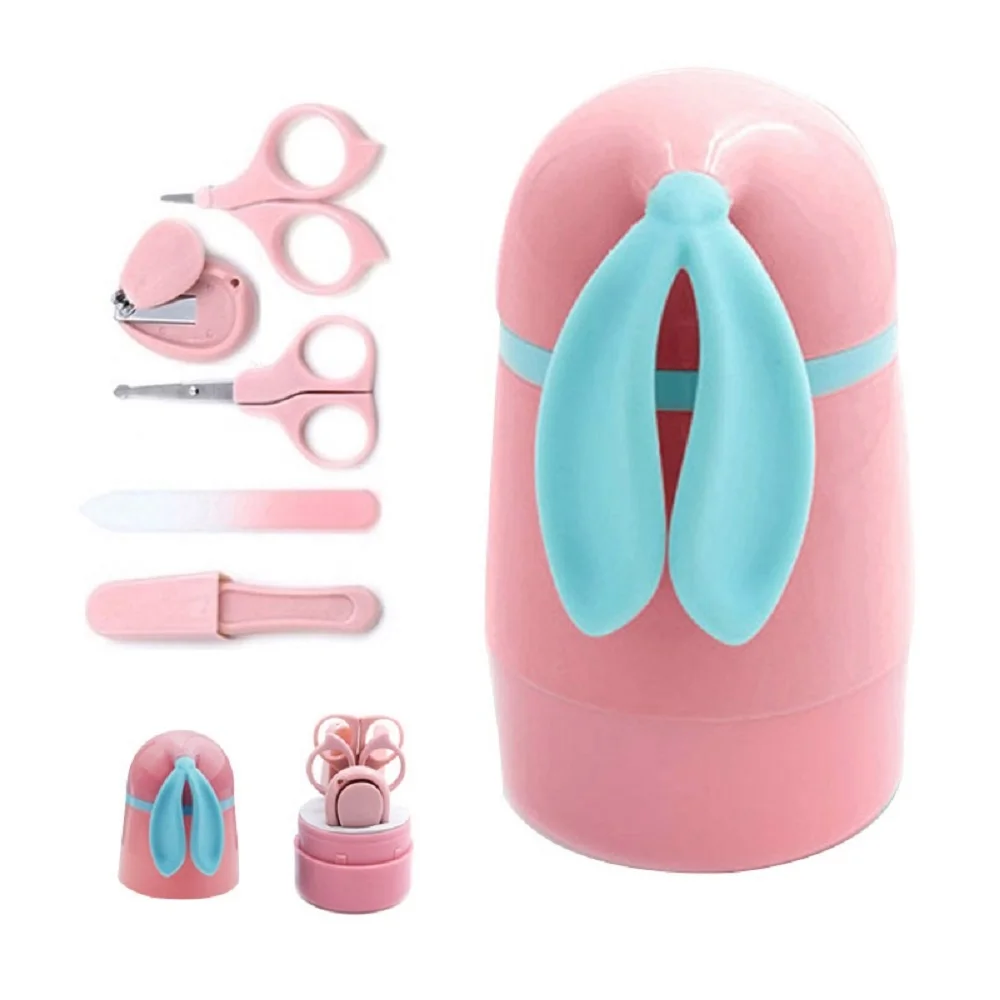 Newborn Baby Healthcare Kits Baby Nail Care Set Infant Nail Clippers Care Set with Rabbit Storage Box for Tools 5Pcs