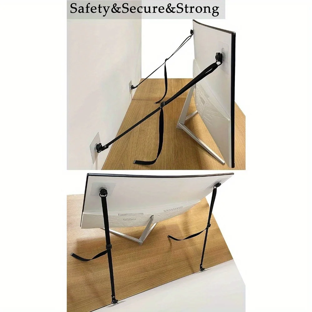 Adjustable TV Safety Straps 2 Pack No-Drill Adhesive Anti-Tip Furniture Anchors Kit For Baby Proofing Flat Screens Fix To Wall furniture connector