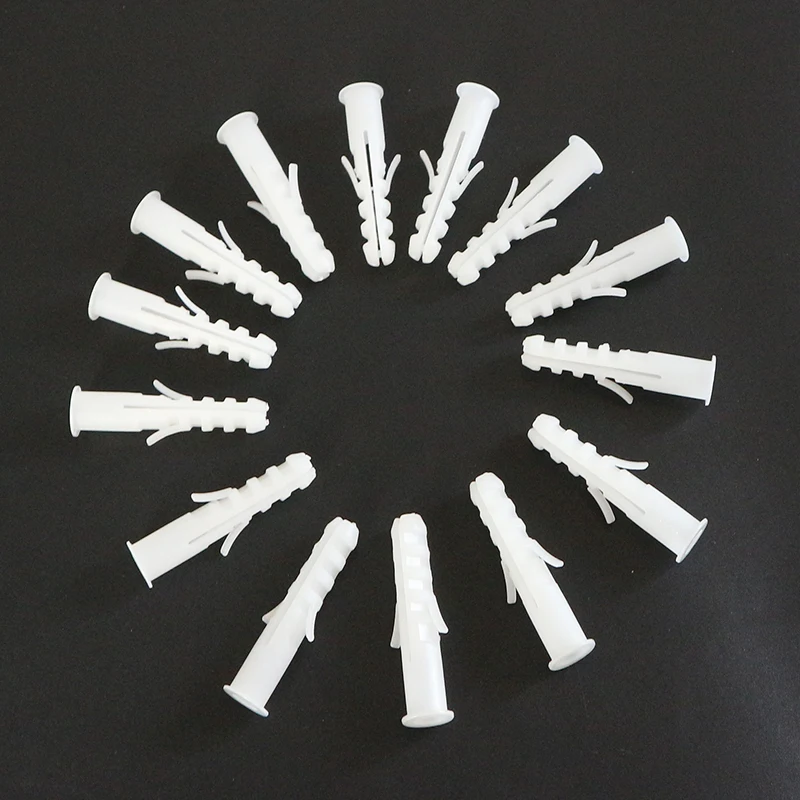 

Freeshipping 100PCS 5/6/7/8/10/12/14mm PE Expand Nail Plastic Expansion Tube Pipe Wall Anchors Plugs