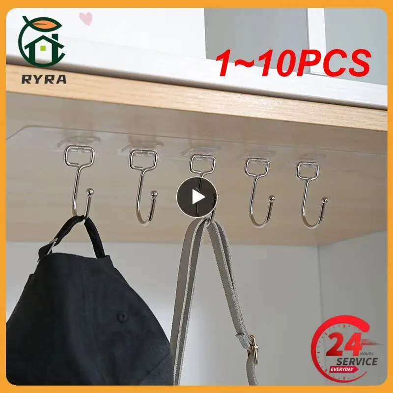

1~10PCS Strong Adhesive Wall Hooks Transparent Door Wall Hangers for Kitchen Bathroom Organizer Storage Hook Towel Clothes Key