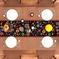 Mexican Day of The Dead Sugar Skull Linen Table Runners Dresser Scarf Decor Washable Dining Table Runners Party Decorations 5