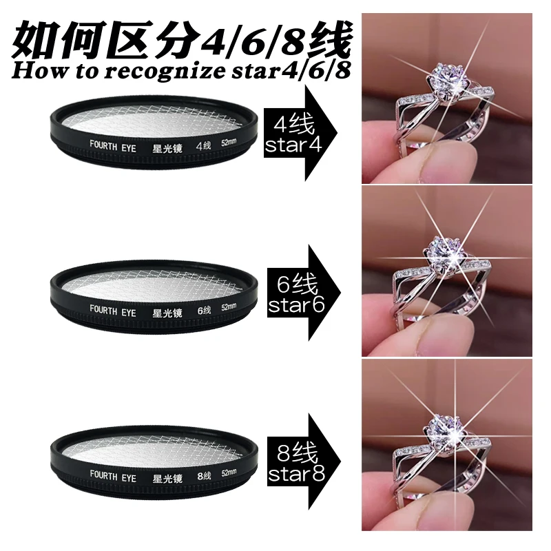 Star Filter Lens para Smartphones Celular com Clipe Usado para Jóias Diamante Jóias de Ouro Iphone 11 12 13 52 mm Linha 8 - Image 3