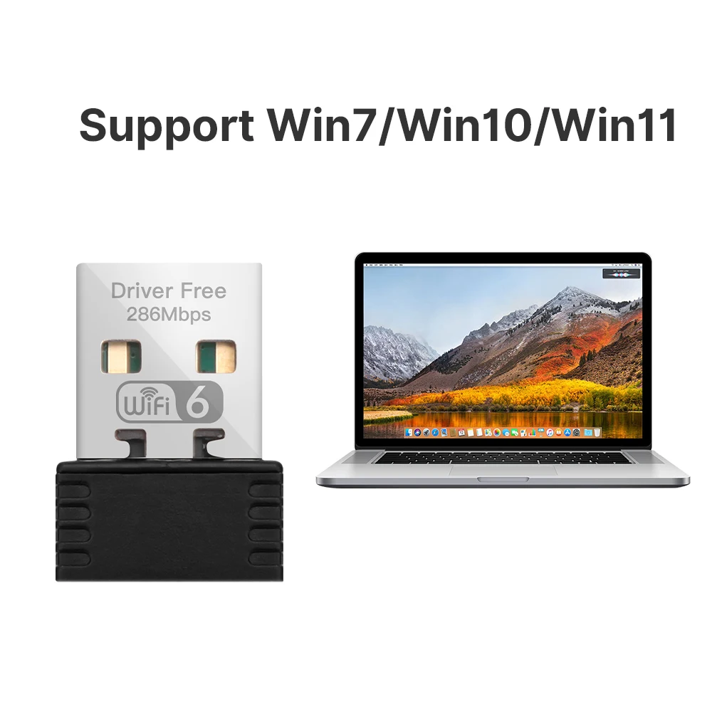WIFI 6 802.11ax 네트워크 어댑터 AX286 2.4GHz USB 와이파이 동글 랜 드라이버 프리 PC 노트북 윈도우 7 10 11용