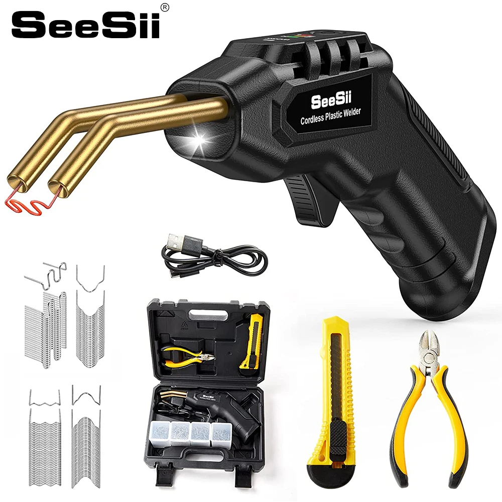 SEESII Cordless Plastic Welder Gun Hot Stapler Welding Machine