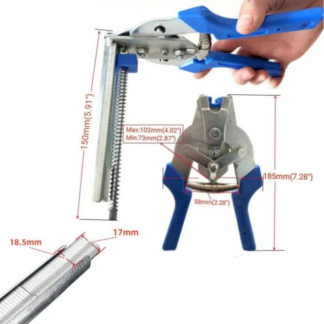 Nuovo strumento per pinza per anelli di maiale o 600 pezzi M Clip Graffette Gabbia per polli Rete per recinzione metallica Maniglia antiscivolo Utensili manuali in acciaio inossidabile 2