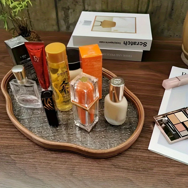Glass cosmetic storage tray, dry brewing tray, Kung Fu tea set, small tea table, living room office tea tray storage tray 3