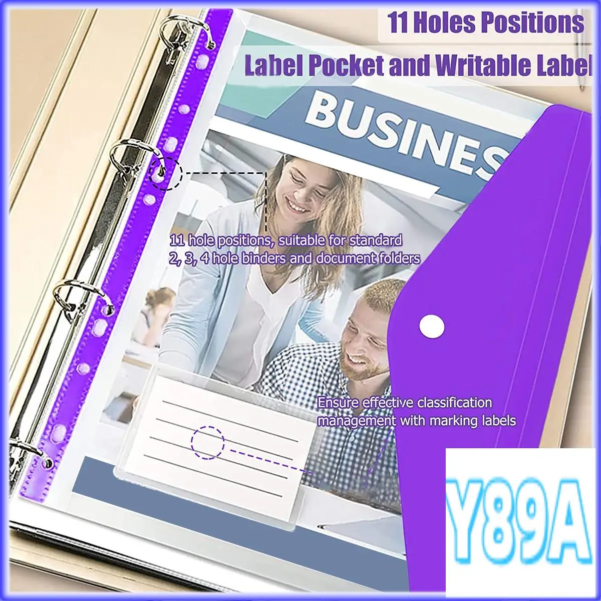 GO-12 Pcs A4 바인더 포켓 확장 가능한 봉투 링 바인더 폴더, 스냅 버튼 용 투명 플라스틱 봉투