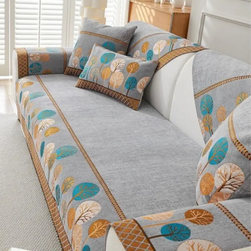 1pcs Chenille Sofa Mat Cover for Living Room Universal Armrest Backrest Pad Anti-Slip L Shape Pets Kids Couch Cushion Home Decor 3