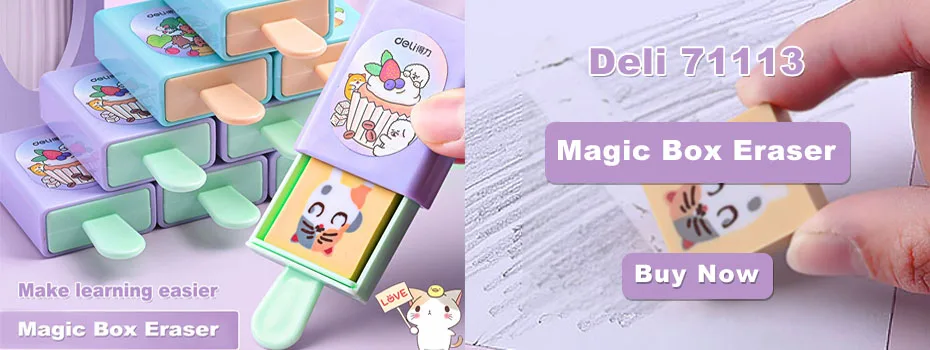 Deli Erasers Pen Retractable Press Pencil Rubber Correction Supplies School Stationery Erasers for Kids Soft Art Eraser Pen cute