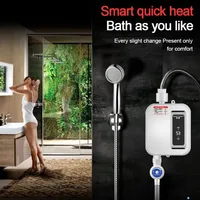 3500W Mini chauffe-eau électrique instantané salle de bains cuisine chauffe-eau sans réservoir robinet affichage de la température robinet ensemble de douche 3