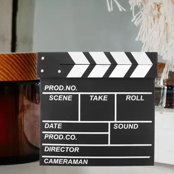 Classica Tavola da Film in Legno Nera 30x27cm, Accessorio per la Realizzazione di Film, Tavola per Tagliare le Scene d'Azione