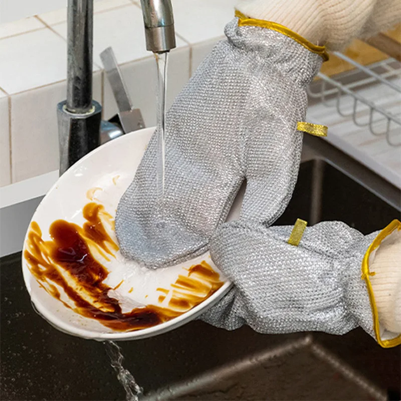 Housework Cleaning Gloves Steel Wire Ball Dishwashing Waterproof Brush Oil Bowl Artifact