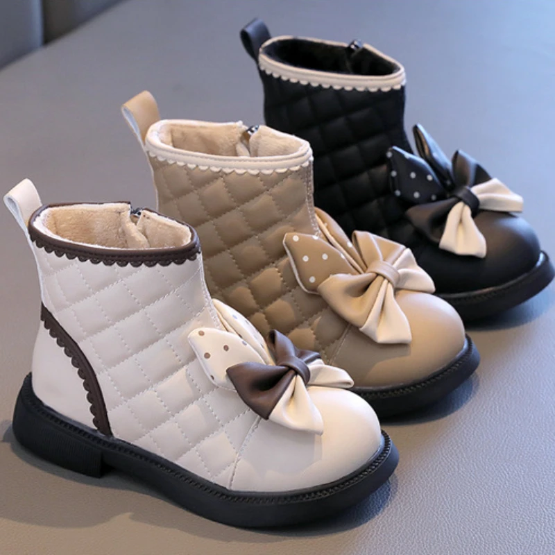 GirlsBootsPrincessAnkleBootsWinterNewBowSnowBootsforBaby