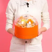 

Gift Box Round Double Transparent Cake Chocolate Rose Holder Container Decor