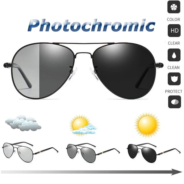 Polarized Photochromic Sunglasses Men Women Chameleon Pilot Sun Glasses  Luxury Unisex Anti-glare Uv400 Driving Riding Eyewear - Sunglasses -  AliExpress