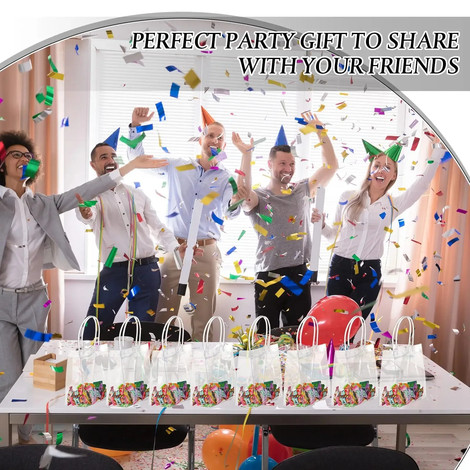 10-100 Pcs Clear Plastic Gift Bags with Handle Transparent Gift Bag Reusable Tote Bag PVC Goodie Bags for Wedding Party Supplies