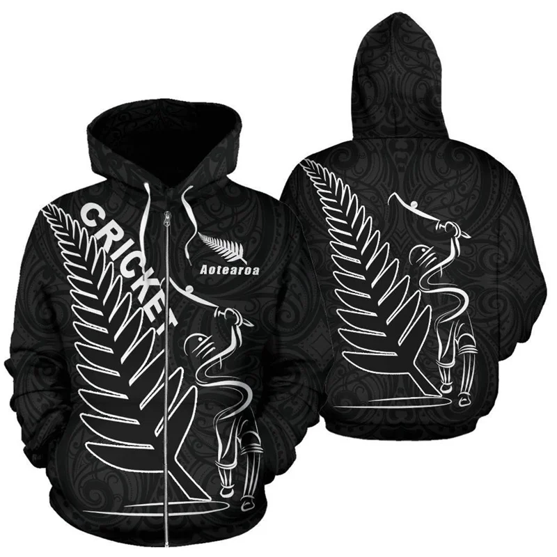 thumbnail image 1 of Sudadera con capucha de Nueva Zelanda Silver Fern con cremallera y estampado 3D para hombre, camisetas Y2k, novedad en sudaderas y sudaderas, sudaderas con capucha, abrigo deportivo, 1 of 4