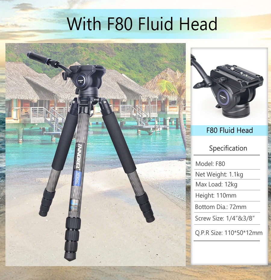 NT404C Professional Heavy Carbon Fiber Camera Tripod Super Stable Top Bird Watch