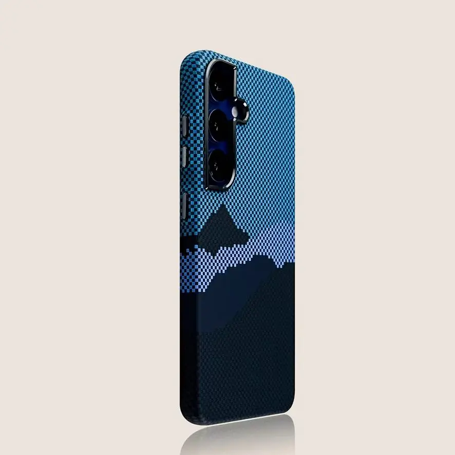 Luxury Carbon Fiber Texture Magnetic Charging Case with Alloy Lens Protection Rugged PC Cover