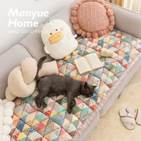 Retro Pastoral Style Sofa Cushion New Pure Cotton Non-slip Sofa Cushion Colored Anti Slip Thickening Anti Cat Scratch Sofa Cover 2
