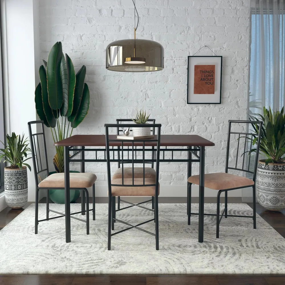 

2024 New Louise Traditional 5-Piece Wood & Metal Dining Set