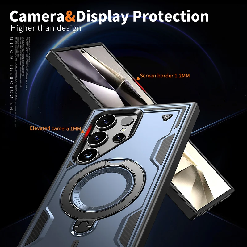 Magsafe Magnetic 360° Rotating Metal Car Bracket Phone Case - Durable Armor Design with Hard PC & Soft TPU Back Cover