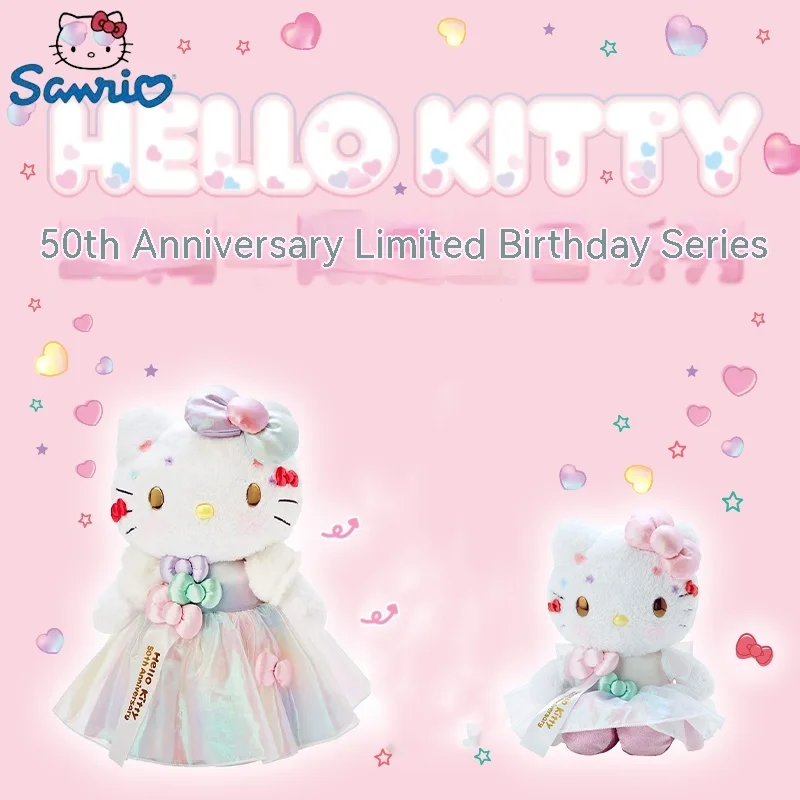 

Sanrio, Hello Kitty 50th годовщина Плюшевая Кукла мультфильм кавайное украшение дивана мягкая подушка украшение комнаты ограниченная кукла игрушки подарки
