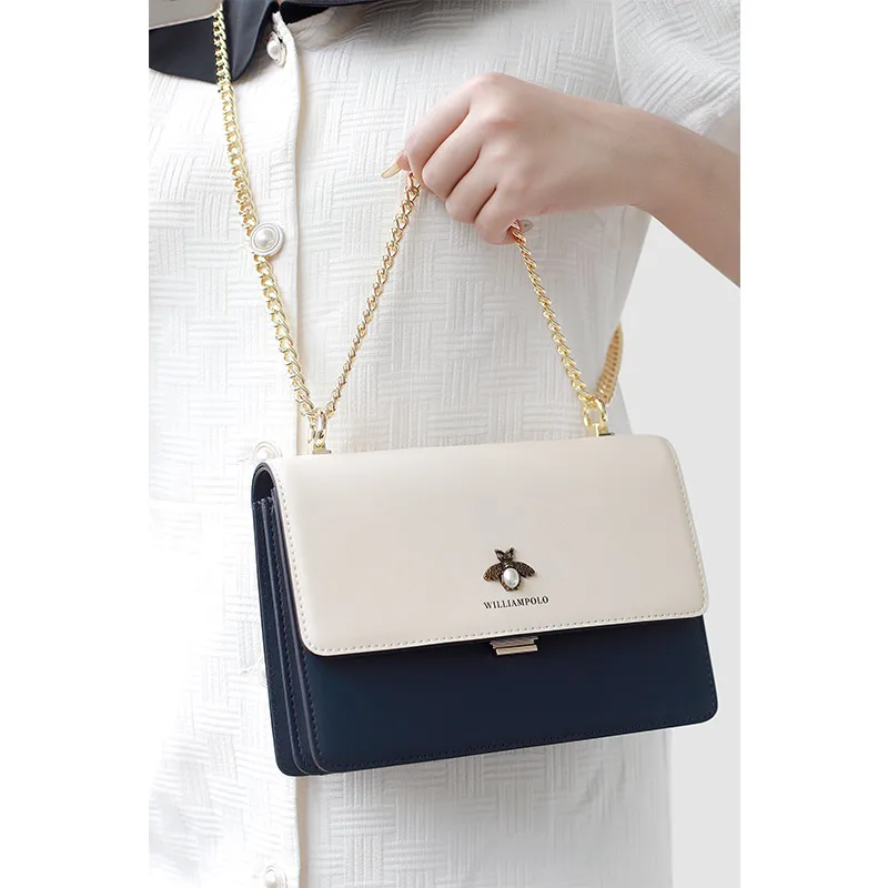 Fashionable women's shoulder bag, cowhide, casual high-end handbag, personalized makeup bag