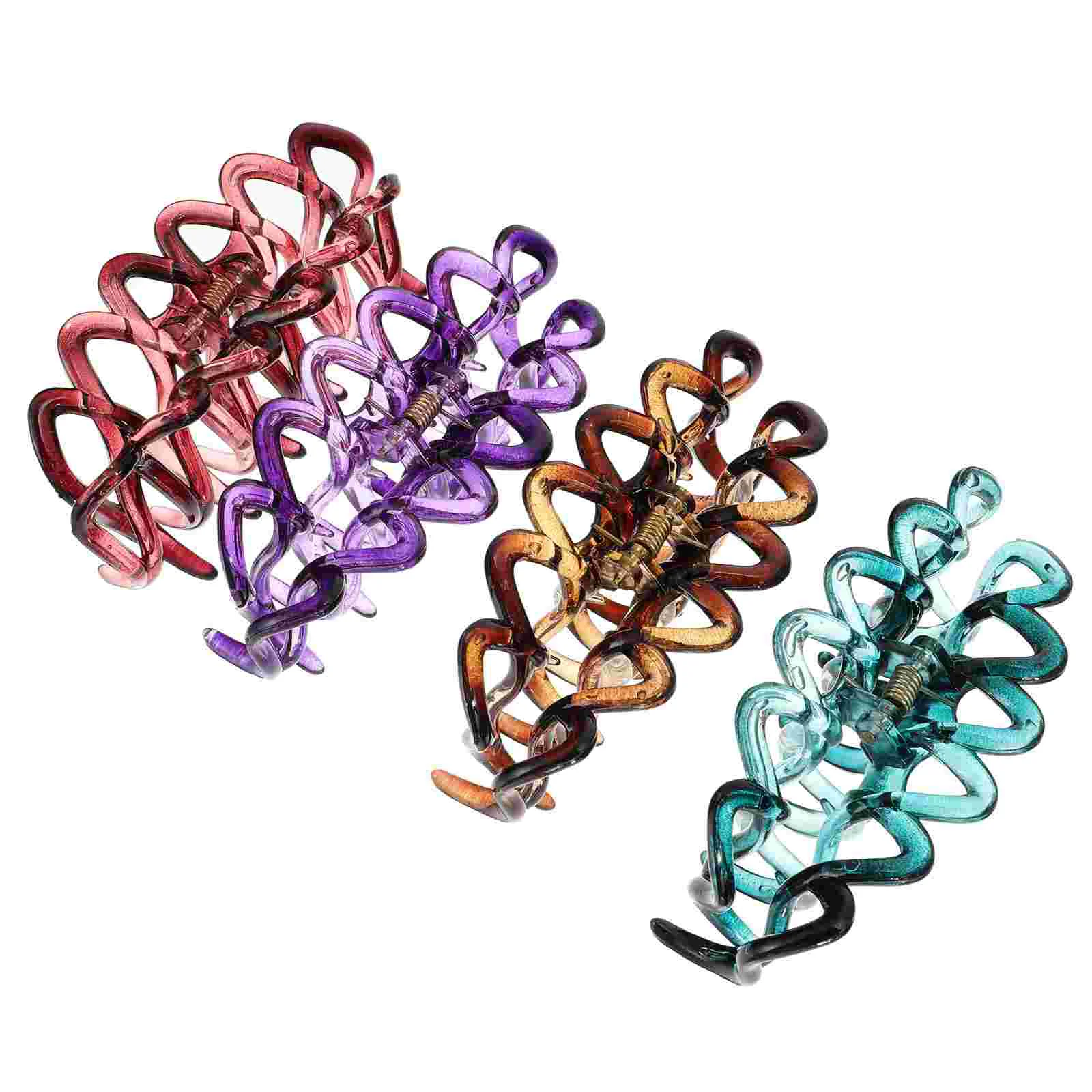 

4 Pcs Hairpin Barrette Hollow Clamp Acrylic Barrettes Vintage Claw Women Clip Women's