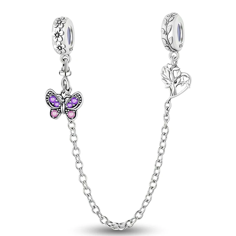 Orginal 925 Sterling Silver Spacer Stopper Clasp Clip Charms Bead Pendant Safety Chain Fit Pan Bracelets DIY Fine Jewelry 4