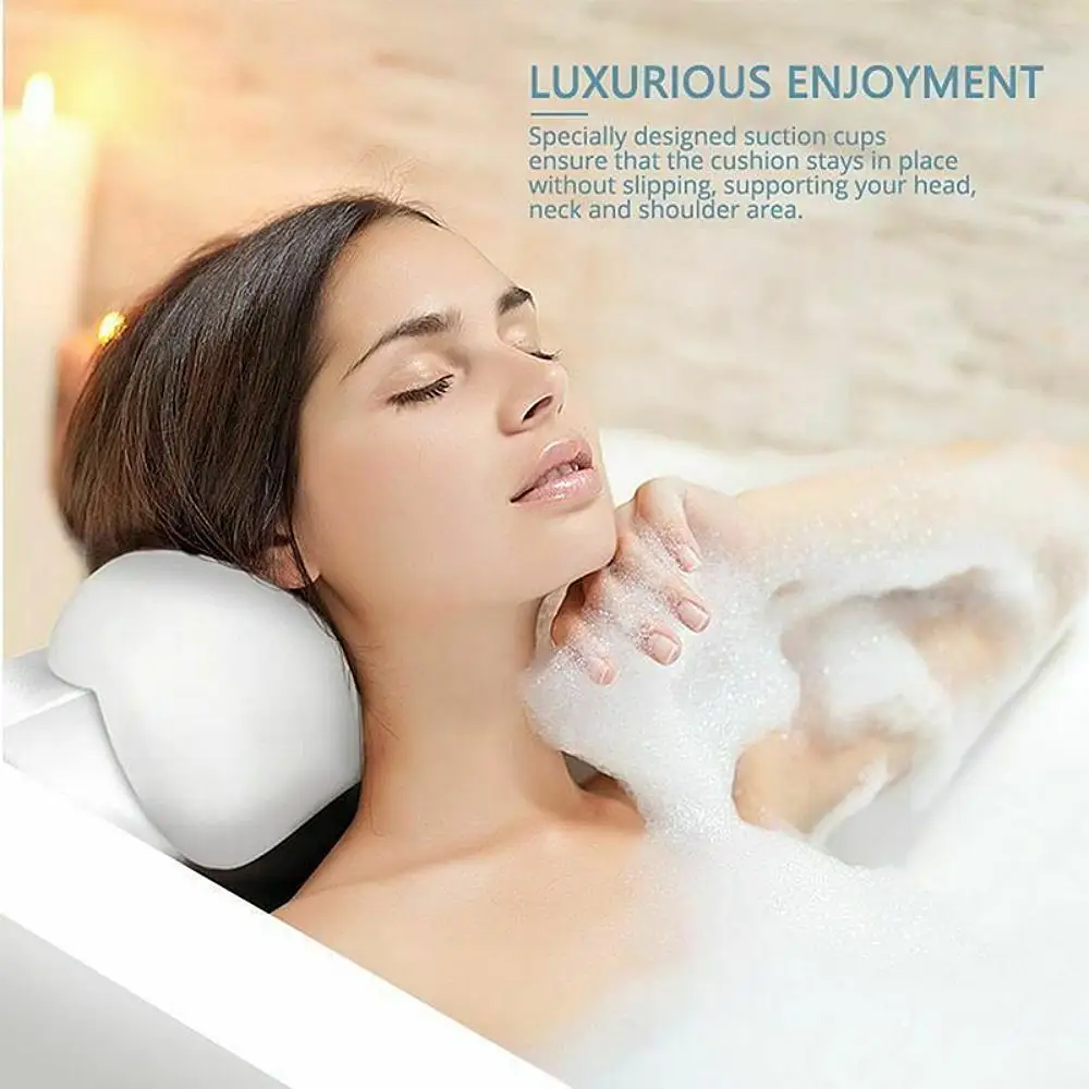 Bathtub Headrest With Suction Cups SPA Non-Slip Bath Pillow Neck Back Headrest Pillows Soft Thickened Waterproof