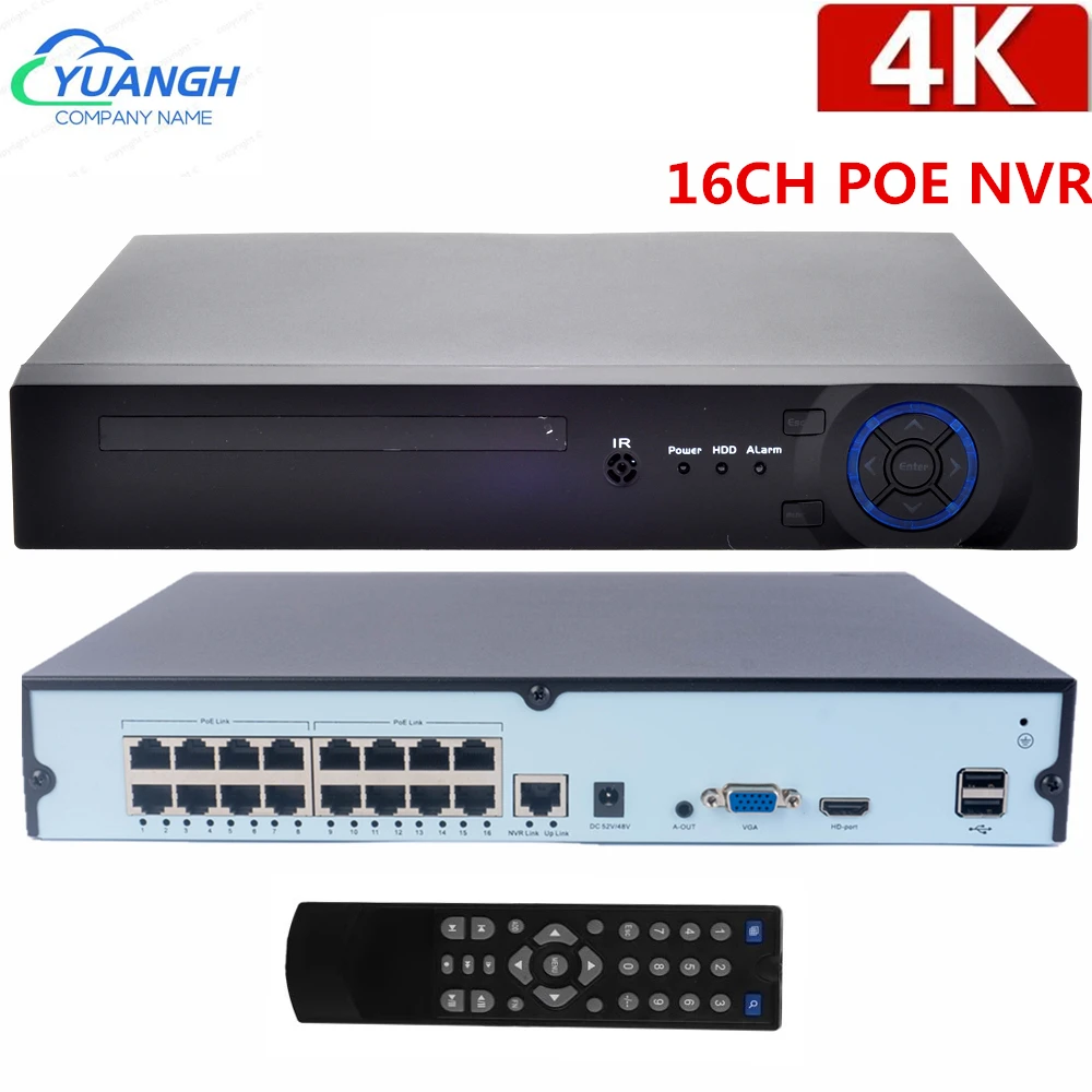H.265 16CH 4K POE IP NVR Recorder 8MP Security Network Video Recorder XMEye APP ONVIF With Remove Control