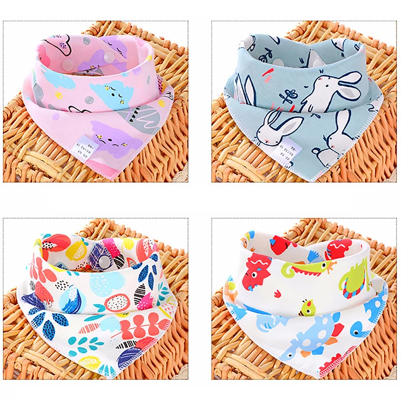 Baby Bibs Triangle Double Cotton Bandana Bibs Baby Boys Girls Babador Feeding Smock Infant Burp Cloth Baby Saliva Towel