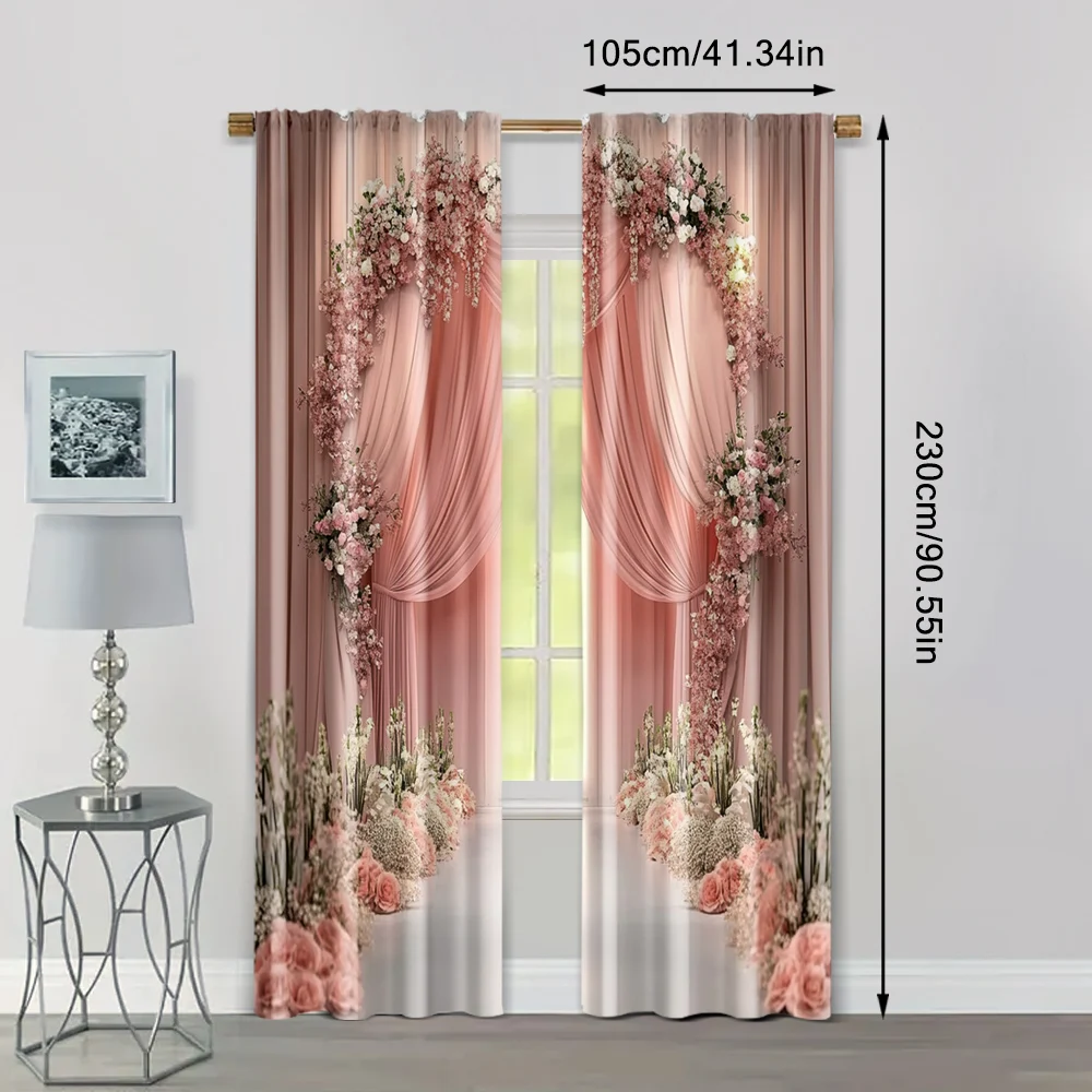 2pcs, Curtains&Drapes 2D print Romantic Gentle Style Fabric (without rod) Decorations For Home Use for Living Room, Bedroom, 4